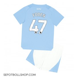 Billiga Manchester City Phil Foden #47 Barnkläder Hemma fotbollskläder till baby 2023-24 Kortärmad (+ Korta byxor)